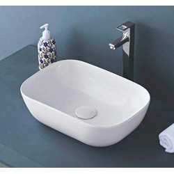 Belmonte Ceramic Table Top Over Counter Wash Basin Sink 14 x 10 x 4.5 Inch Ferry - White