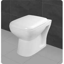 Belmonte Ceramic European Water Closet Commode Toilet EWC P Trap with Seat Cover Square - White