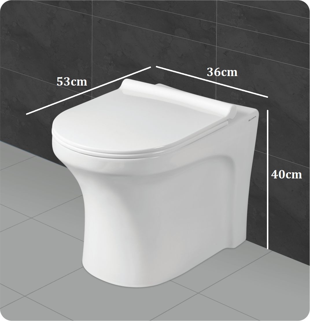 Buy Belmonte Ceramic Floor Mounted Western Commode Toilet EWC P Tra...