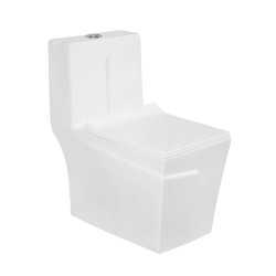 Belmonte White Glossy Ceramic Floor Mount Rimless Flushing Toilet, S-Trap Outlet on Floor, 225mm/9in Trap Distance