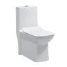 Belmonte One-Piece Western Toilet Commode - White Glossy Ceramic, Floor Mount, S-Trap Outlet, Rimless Flushing, 660x350x700mm