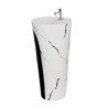 Belmonte One-Piece Designer Wash Basin - Black & White, Glossy Finish, Ceramic, Floor Mount - 41 x 41 x 85 cm