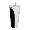 Belmonte One-Piece Designer Wash Basin - Black & White, Glossy Finish, Ceramic, Floor Mount - 41 x 41 x 85 cm