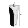 Belmonte One-Piece Designer Wash Basin - Black & White, Glossy Finish, Ceramic, Floor Mount - 41 x 41 x 85 cm