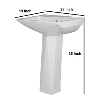 Buy Belmonte Crystal Set Pedestal Wash Basin | Wall Mount | Ceramic...