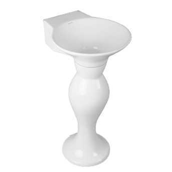 Belmonte Dolphin Set Pedestal Wash Basin | Wall Mount | Ceramic | White | Glossy Finish