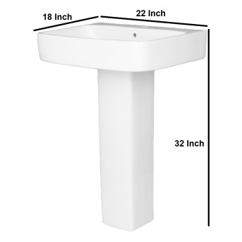 Buy Belmonte Thar Set Ceramic Pedestal Wash Basin | Wall Mount | Gl...