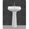 Belmonte Cera Set Pedestal Wash Basin - Wall Mount, White Ceramic, Glossy Finish, U Shape - 22x17x35 Inch