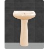 Belmonte Cera Set Ivory Pedestal Wash Basin - Wall Mount, Ceramic, Glossy Finish, U Shape - 22x17x35 Inch