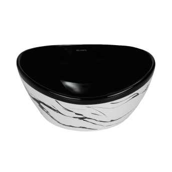 Belmonte Designer WOIZER-16 Table Top Wash Basin - White & Black, Glossy Finish, Ceramic Material