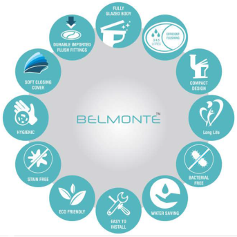 Buy Belmonte One-Piece Western Toilet Commode - White Glossy Cerami...