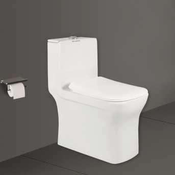 Belmonte S Trap Distance 100mm / 4 Inch One Piece Western Toilet Commode Floor Mounted Battle White