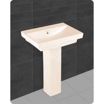 Belmonte Ceramic Pedestal Wash Basin Rectangle Shape Casa 24 x 16 Inch Ivory