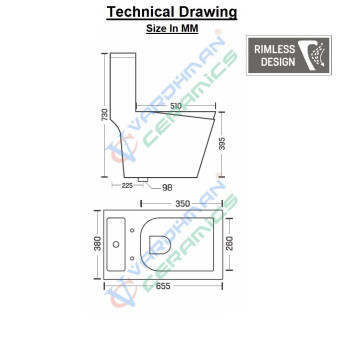 "Belmonte Combo Rimless Toilet and Table Top Wash Basin"