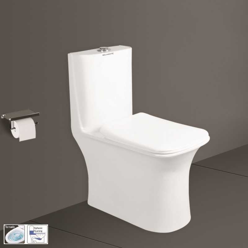 Belmonte Rimless Siphonic Flushing Western Commode Toilet Crenza S Trap 9 Inch / 225mm White