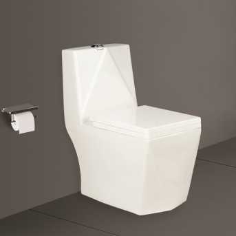 Belmonte Ceramic Floor Mounted One Piece Western Commode Toilet S Trap 225mm 9 Inch Diamond White