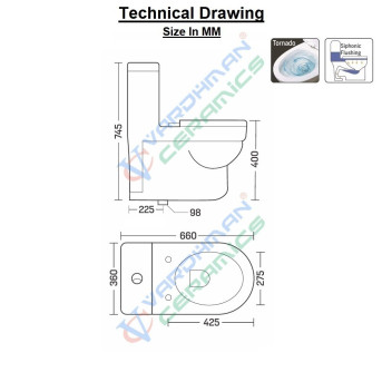 Buy Belmonte Ceramic Syphonic Tornado Flushing Floor Mounted Rimles...