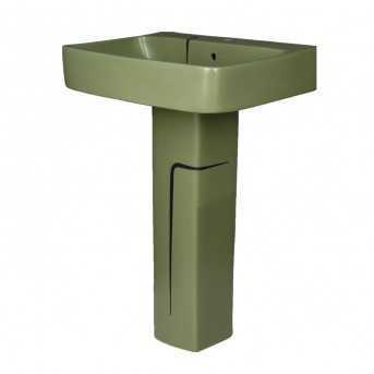 Belmonte Designer Pedestal Wash Basin | Forest Green | Wall Mount | Ceramic | 22x18x32 Inch