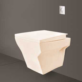 Belmonte Bathroom Toilet Seat / Commode Wall Mounted EWC Square Ivory