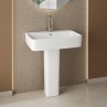 Belmonte Thar Set Ceramic Pedestal Wash Basin | Wall Mount | Glossy White | 22x18x32 Inch