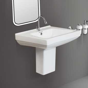 Belmonte Rectangle Shape Half Pedestal Wash Basin Sofia 23 x 18 Inch White Color
