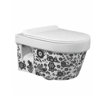 Buy Belmonte Ceramic Wall Mounted / Hung Rimless Western Toilet Ret...