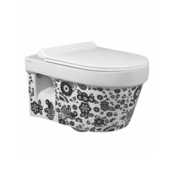 Buy Belmonte Ceramic Wall Mounted / Hung Rimless Western Toilet Ret...