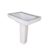 Belmonte LCD Set Wall Mount Pedestal Wash Basin - White Ceramic, Glossy Finish, 26.50 x 18.50 x 34 Inch