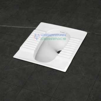Belmonte Orissa Pan 20 Inch Indian Toilet - White Ceramic, Glossy Finish, Floor Mount