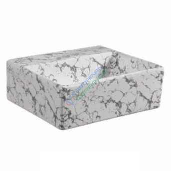 Belmonte MINOVA-05 Designer Table Top Wash Basin - White & Grey, Glossy Finish, Ceramic Material