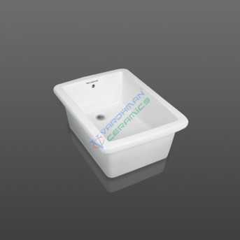 Belmonte 18x12x6 Inch White Ceramic Laboratory Sink - Glossy Finish, Rectangle Shape with Overflow Hole