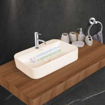 Belmonte Ark Ivory Ceramic Counter Top Wash Basin - Glossy Finish