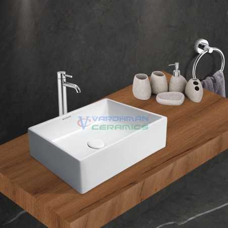 Belmonte Style White Glossy Rectangle Table Top Wash Basin