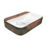 Designer Brick Table Top Basin Ark-02 White & Brown - Belmonte