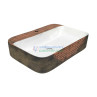 Designer Brick Table Top Basin Ark-02 White & Brown - Belmonte