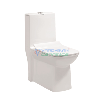 Ceramic One Piece Western Commode on Sale | Glossy | White | Rimless | S trap | 225mm 9 Inch | Floor Mounted