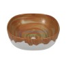 Round Wash Basin Designer Table Top Brown & White Ceramic Glossy & Matt Finish| 16 x 16 x 6 Inch | Belmonte