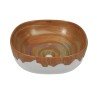 Round Wash Basin Designer Table Top Brown & White Ceramic Glossy & Matt Finish| 16 x 16 x 6 Inch | Belmonte