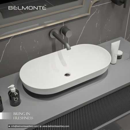 Belamonte Ceramics Tabel Top Wash Basin Rossa 28 x 14 Inch White
