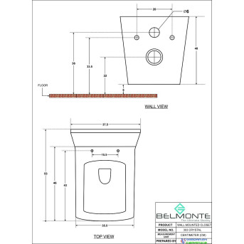 Belmonte Wall Hung Water Closet Crystal With Soft Close Seat Cover - White