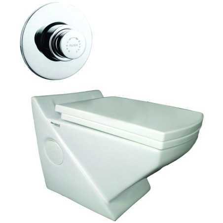Belmonte Wall Hung Water Closet Crystal With Flush Valve & Soft Close Seat Cover - Ivory