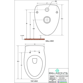 Belmonte Wall Hung Water Closet Cansil With Soft Close Seat Cover - Ivory