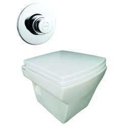 Belmonte Wall Hung Water Closet Square With Flush Valve & Soft Close Seat Cover - Ivory