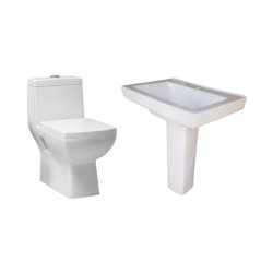 Combo of Belmonte Water Closet Square and LCD Pedestal Wash Basin - White