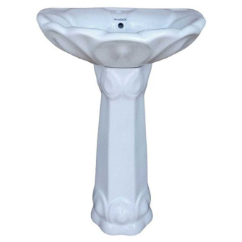 Combo of Belmonte Water Closet Square S Trap with Lotus Pedestal Wash Basin - White