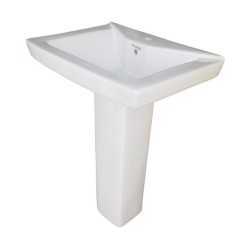 Combo of Belmonte One Piece Water Closet Square with Small LCD Pedestal Wash Basin - White