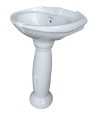 Belmonte Ceramic Pedestal Wash Basin U Shape Aishwarya 22 x 16 Inch White