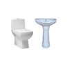 Combo of Belmonte Water Closet Square S Trap with Lotus Pedestal Wash Basin - White