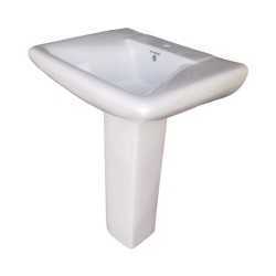 Combo of Belmonte Western Commode Square with Aldus Pedestal Wash Basin - White