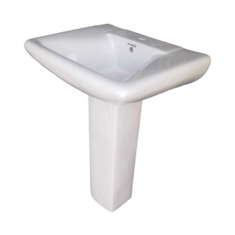 Combo of Belmonte Western Commode Square with Aldus Pedestal Wash Basin - White